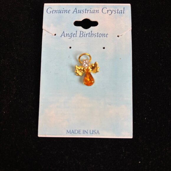 Austrian Crystal Topaz Guardian Angel Pendant Tie Tac VTG NWOT - Picture 1 of 4